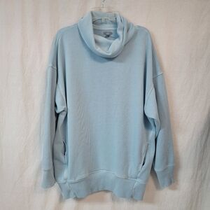 Aerie XS Oversized Lt Blue Cowl Neck Sweatshirt, pockets Cottagecore Lounge Cozy